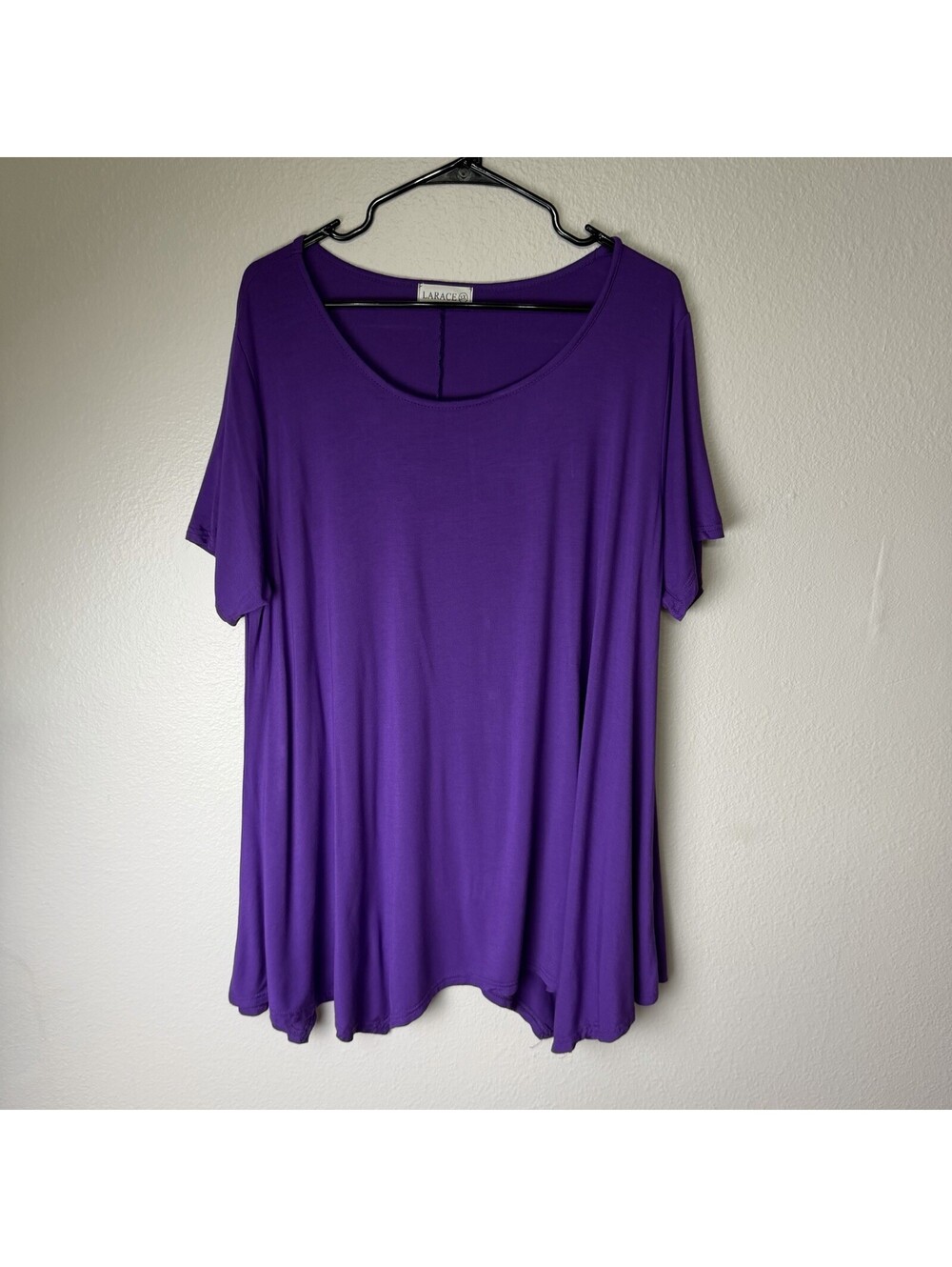 LARACE 3X Purple Flare Swing Tunic Top Short Sleeve Scoop Neck Plus Size